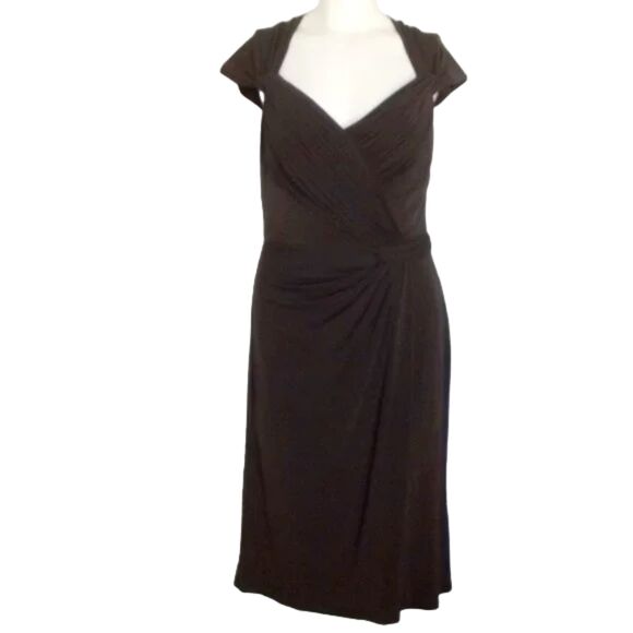 TADASHI COLLECTION Dress, S, Brown, Gathered, Cap Sleeve, Career, Date night - Picture 9 of 12